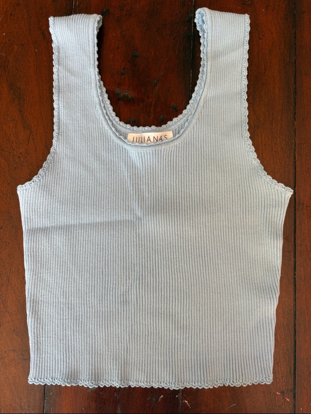 Juliana's Light Blue Ribbed Crop Tank Top